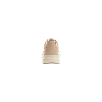 Beige Suede Leather Low Top Sneakers