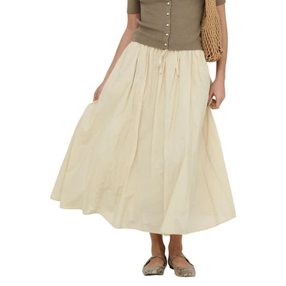Beige Cotton Long Skirt