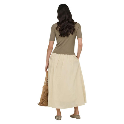 Beige Cotton Long Skirt