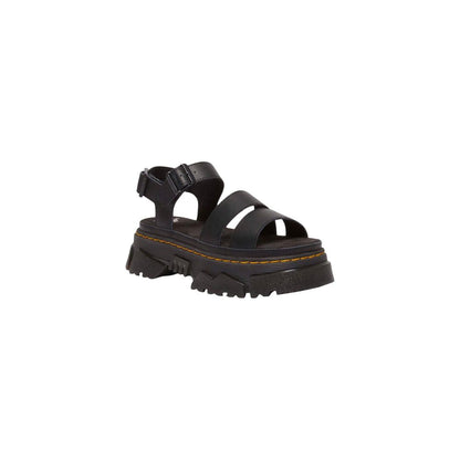 Black Leather Flat Sandals
