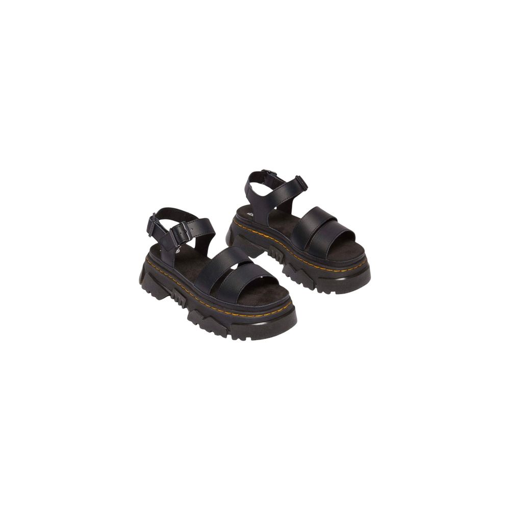 Black Leather Flat Sandals