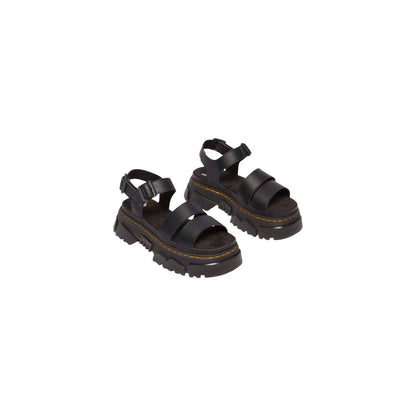 Black Leather Flat Sandals