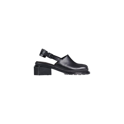 Black Leather Mules