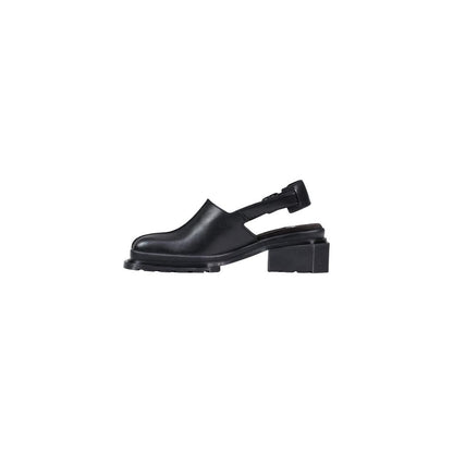 Black Leather Mules
