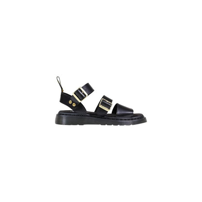 Black Leather Flat Sandals