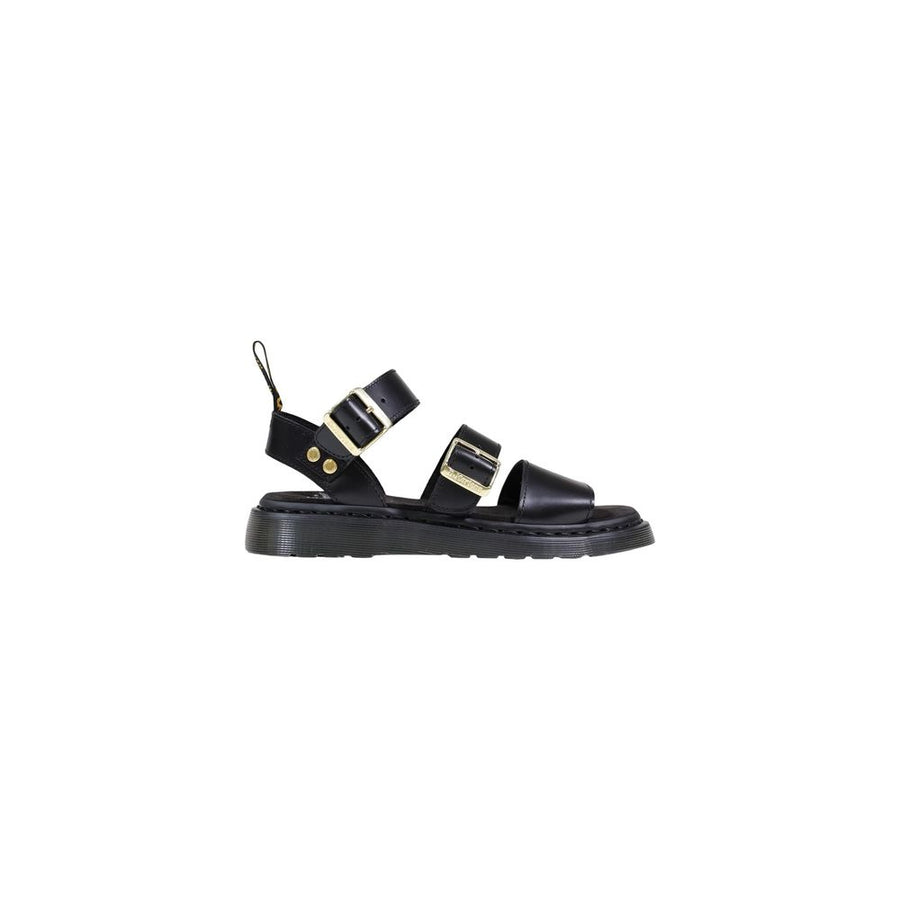 Black Leather Flat Sandals