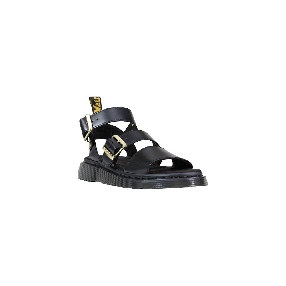 Black Leather Flat Sandals