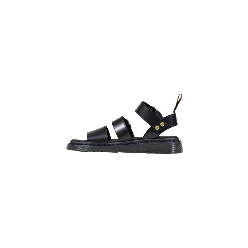 Black Leather Flat Sandals