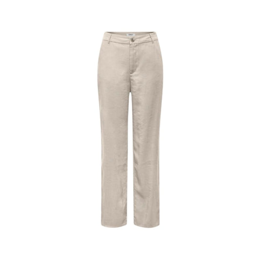 Beige Viscose Casual Pants