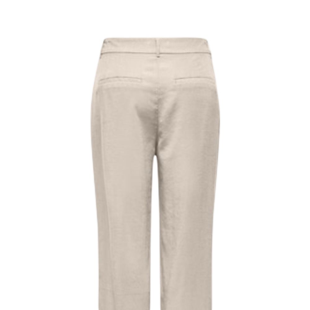 Beige Viscose Casual Pants