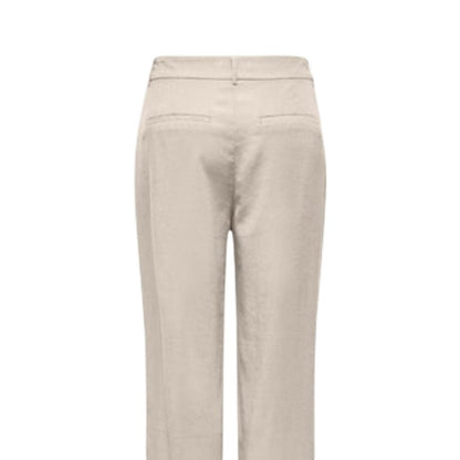 Beige Viscose Casual Pants