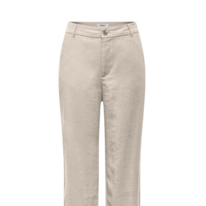Beige Viscose Casual Pants