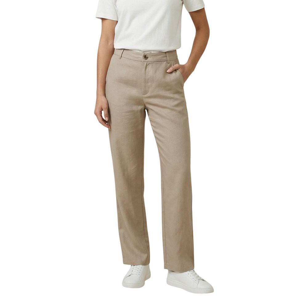 Beige Viscose Casual Pants