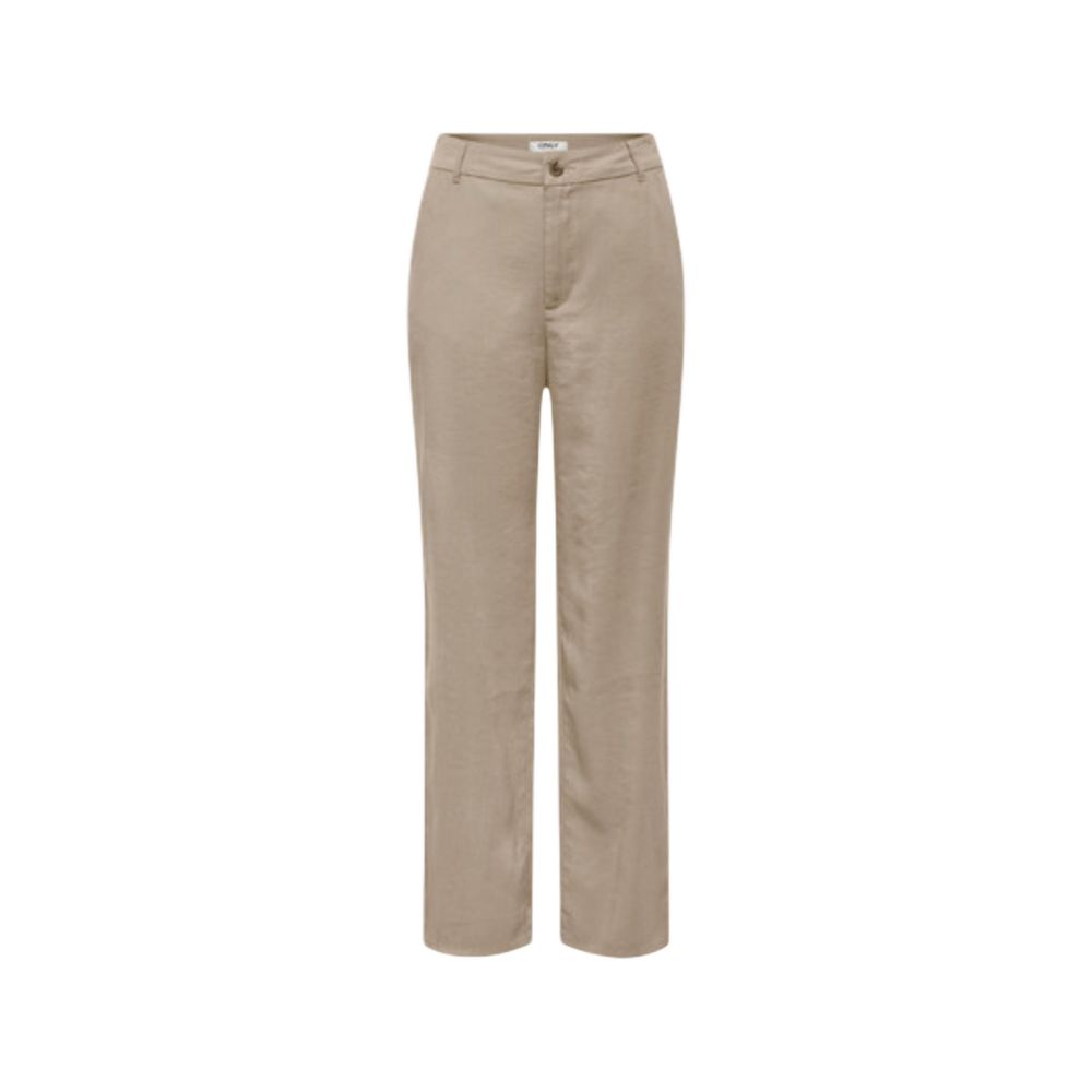 Beige Viscose Casual Pants