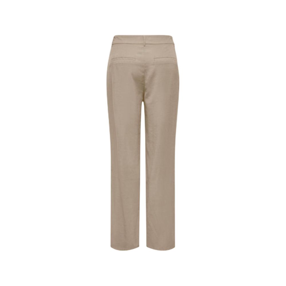 Beige Viscose Casual Pants