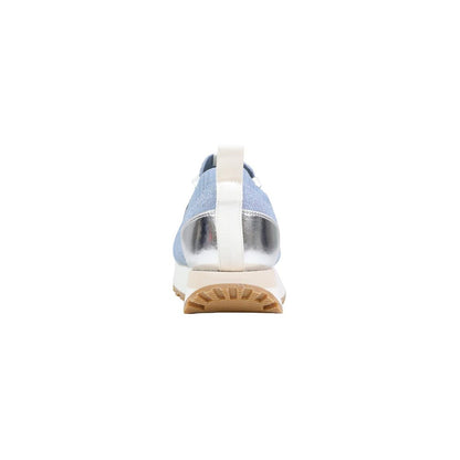 Blue Polyester Athletic Sneakers