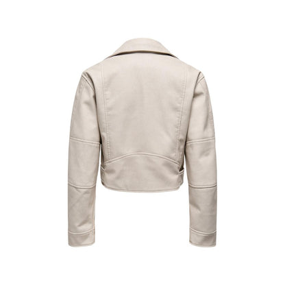 Beige Recycled Polyester Biker Jacket