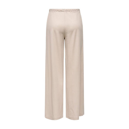 Beige Viscose Casual Pants