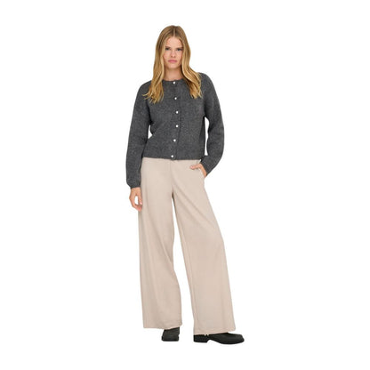 Beige Viscose Casual Pants