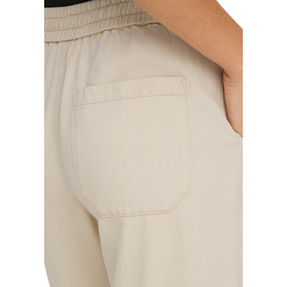 Cream Cotton Flared Pants