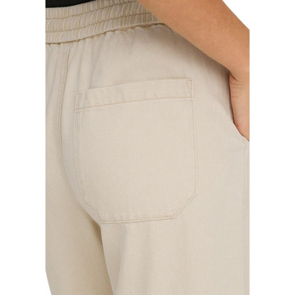 Cream Cotton Flared Pants