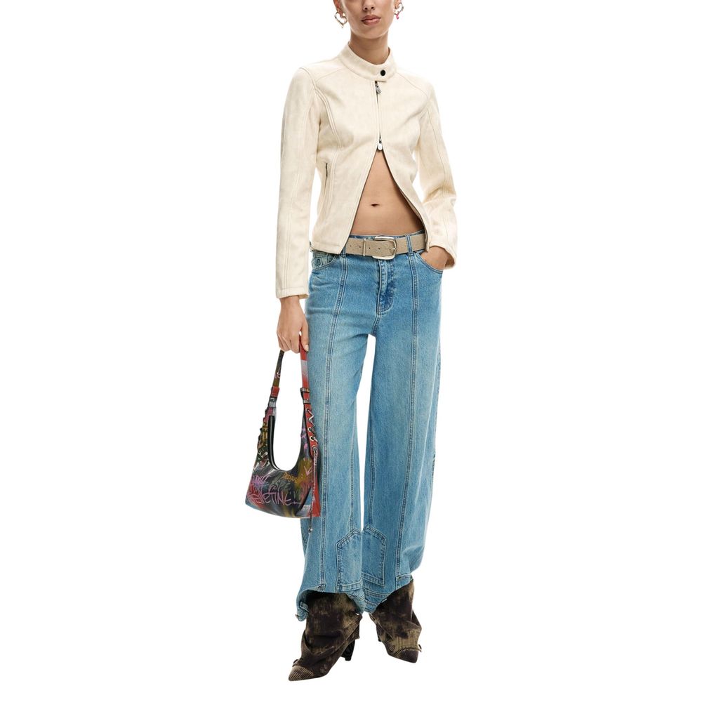 Beige Polyester Full-Length Jacket