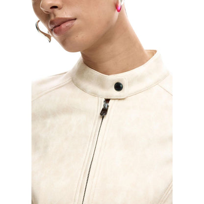 Beige Polyester Full-Length Jacket