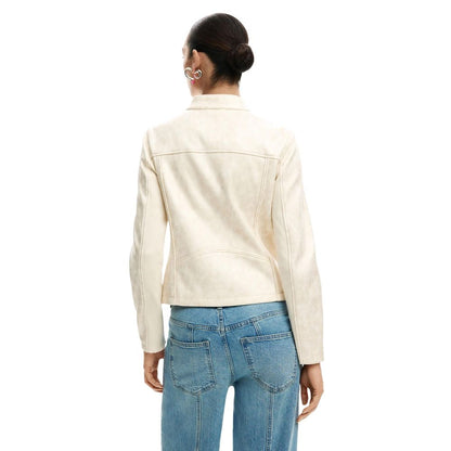 Beige Polyester Full-Length Jacket
