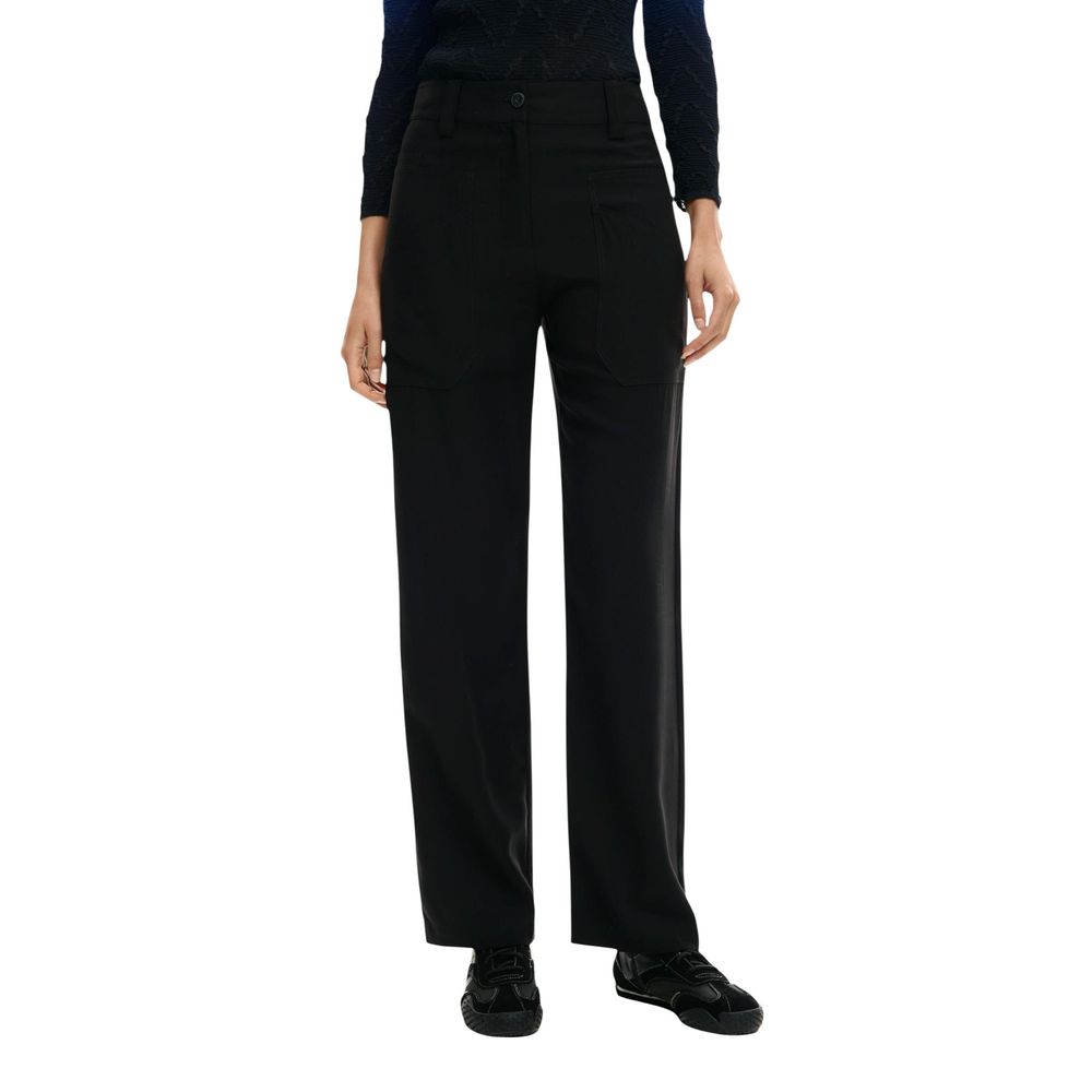 Black Viscose Casual Pants