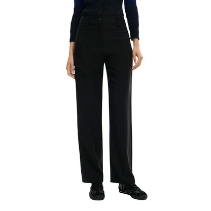 Black Viscose Casual Pants