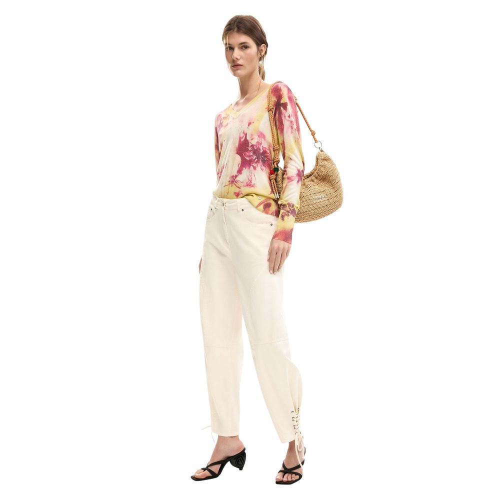 Beige Cotton Casual Pants