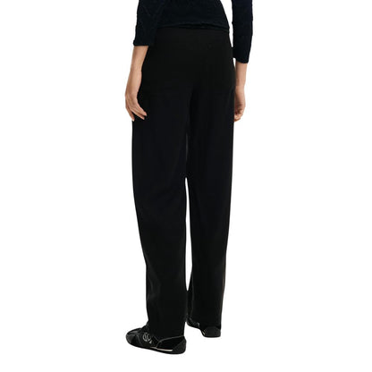 Black Viscose Casual Pants