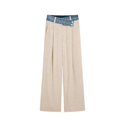 Beige Viscose Flared Pants