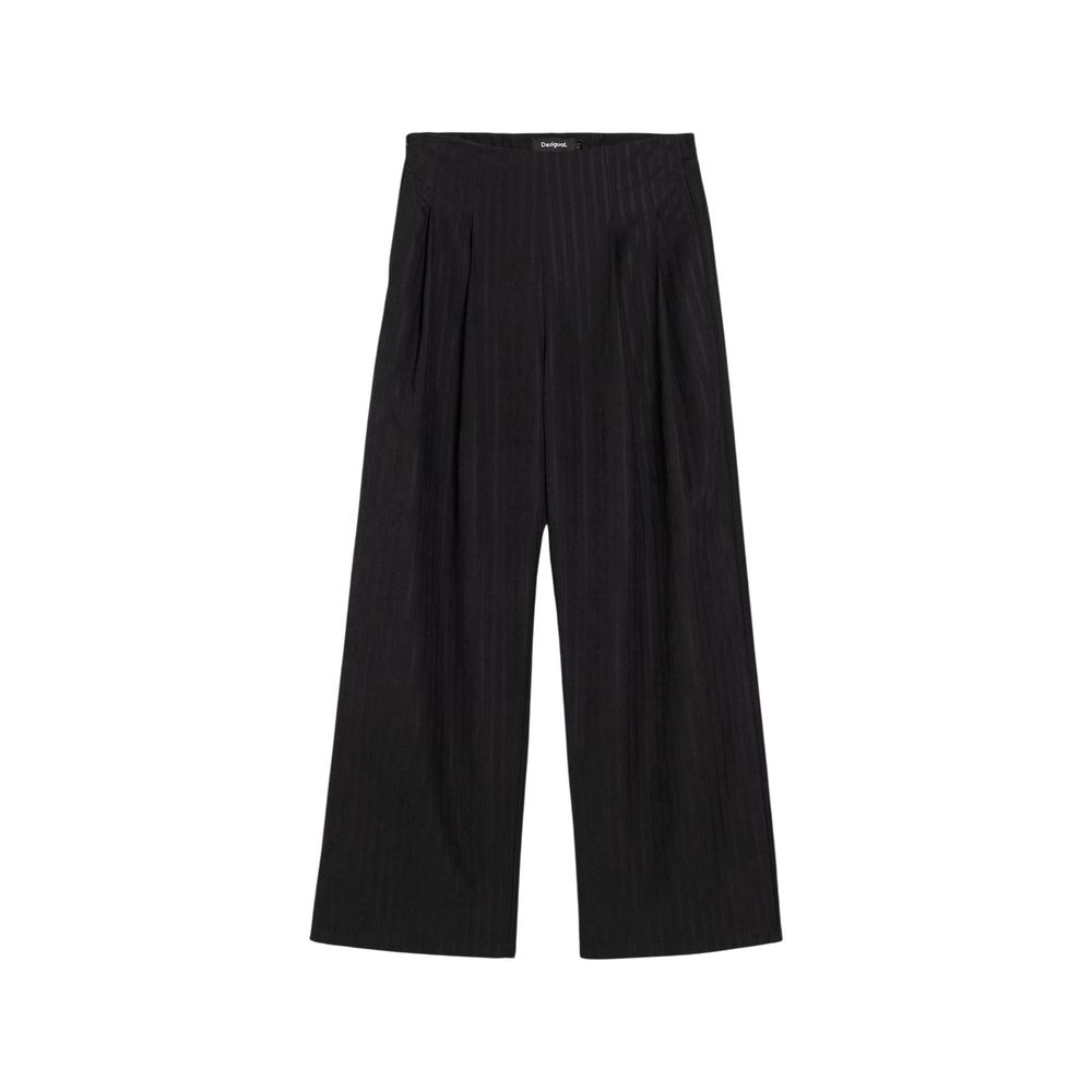 Black Polyester Casual Pants
