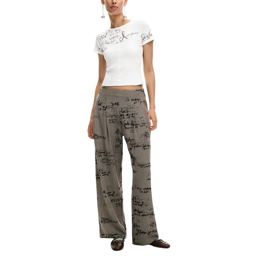 Gray Polyester Casual Pants