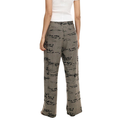 Gray Polyester Casual Pants