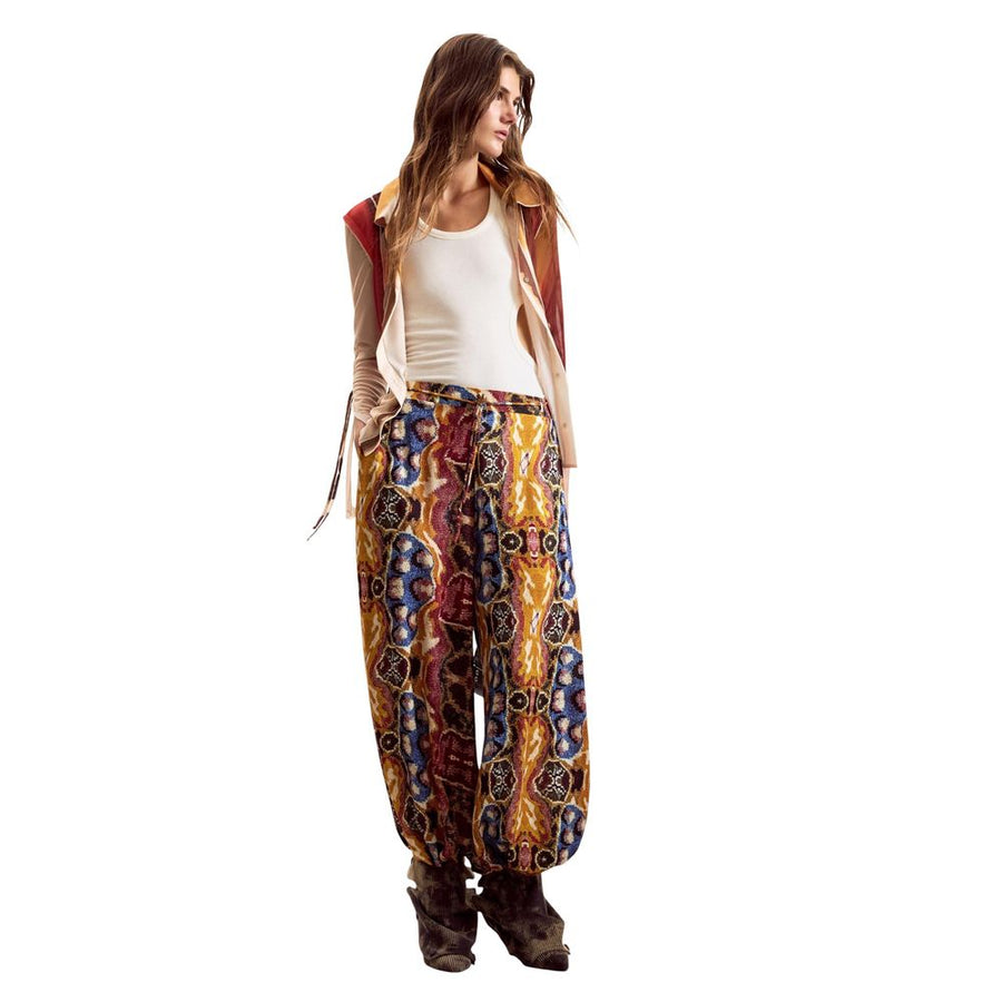 Orange Viscose Casual Pants