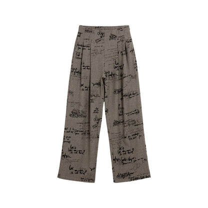 Gray Polyester Casual Pants