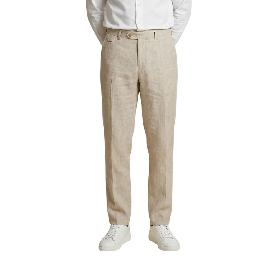 Beige Linen Casual Pants