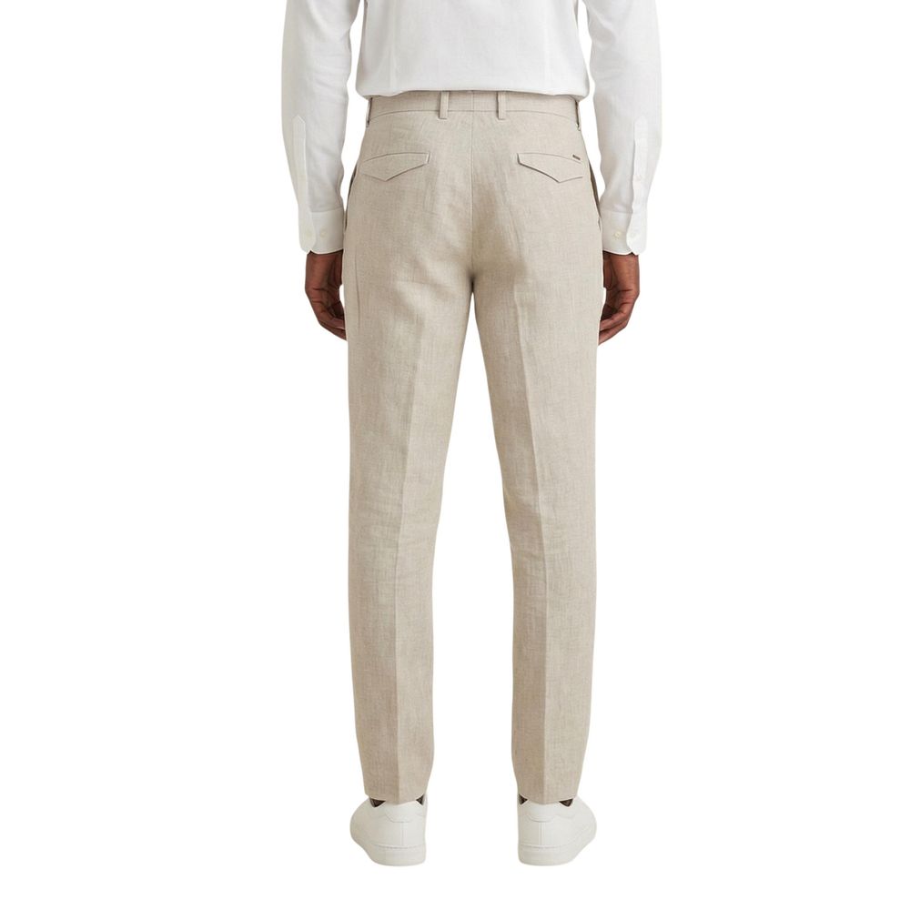 Beige Linen Casual Pants