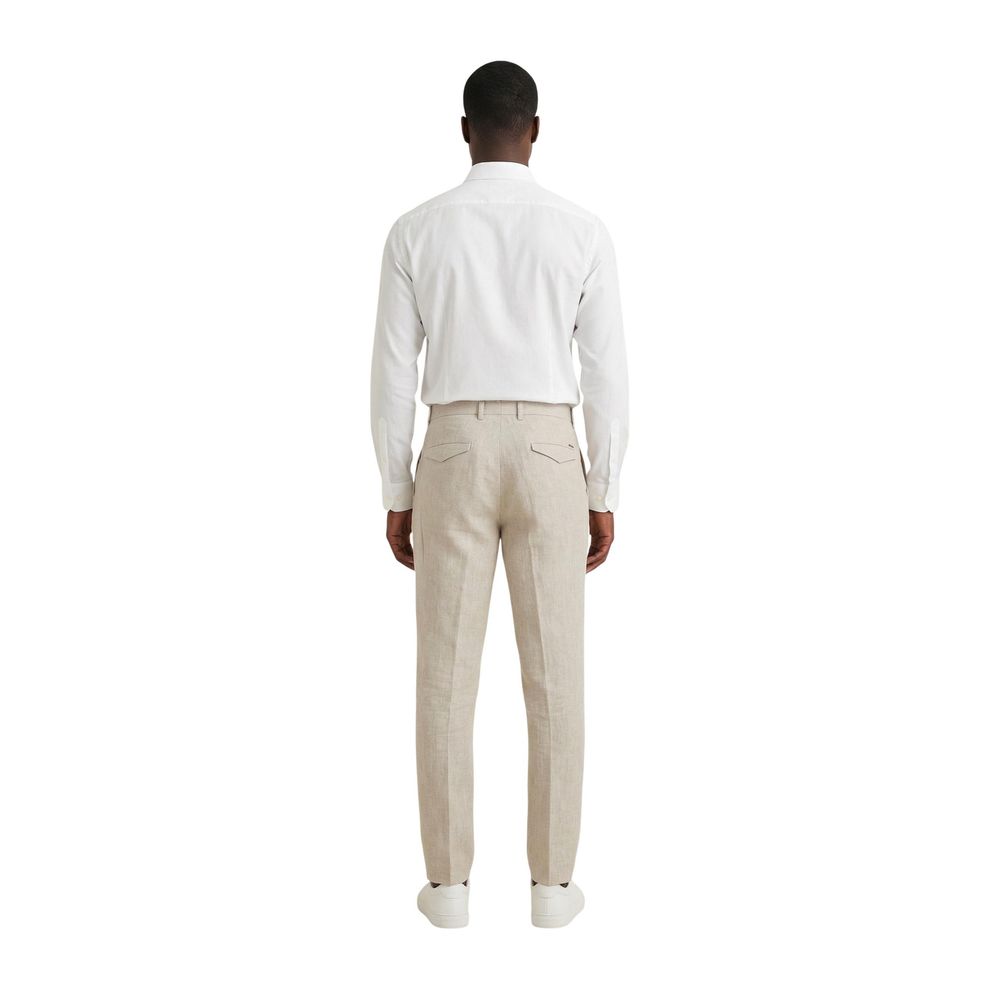 Beige Linen Casual Pants
