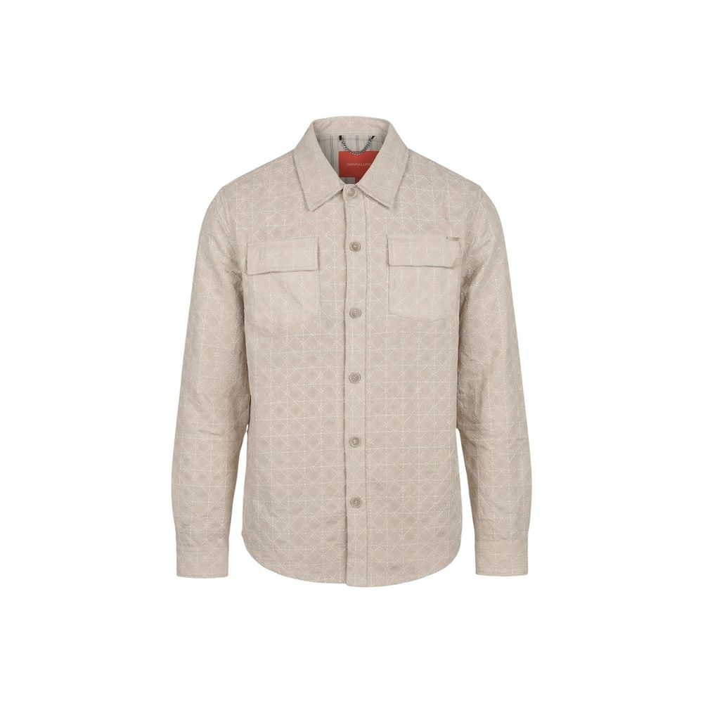 Beige Viscose Pattern Shirt