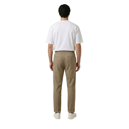 Brown Polyester Casual Pants