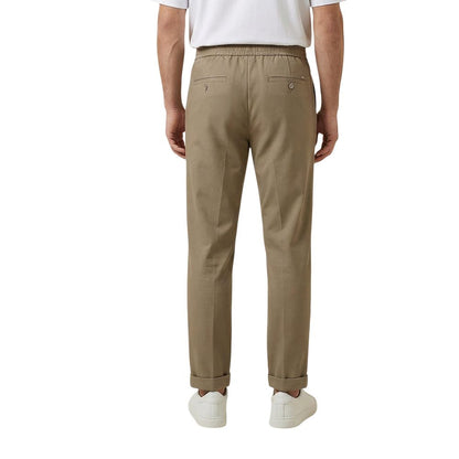 Brown Polyester Casual Pants