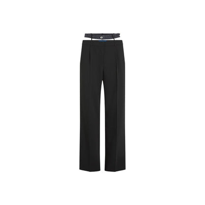 Black Polyester Casual Pants