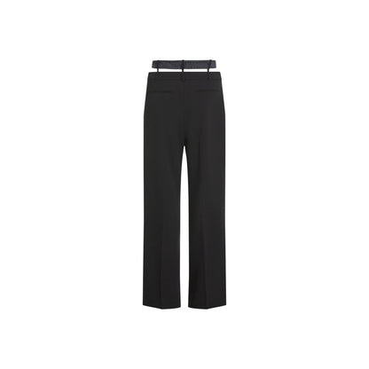 Black Polyester Casual Pants