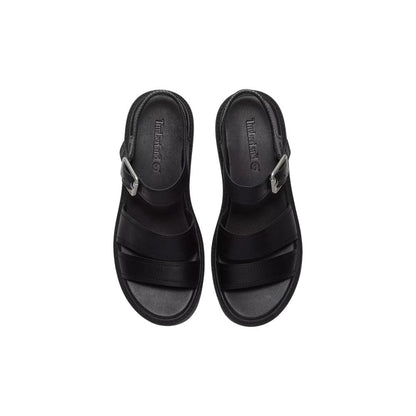 Black Leather Platform Sandals