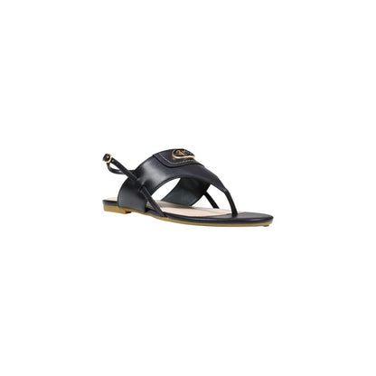 Black Leather Flat Sandals