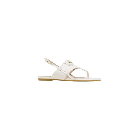 White Leather Flat Sandals