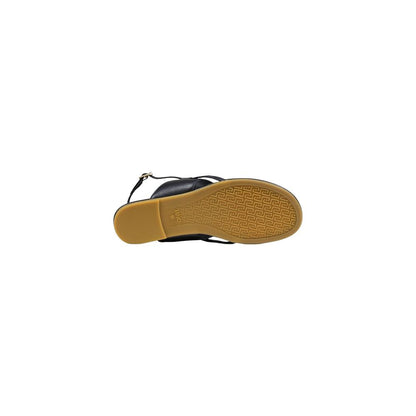 Black Leather Flat Sandals